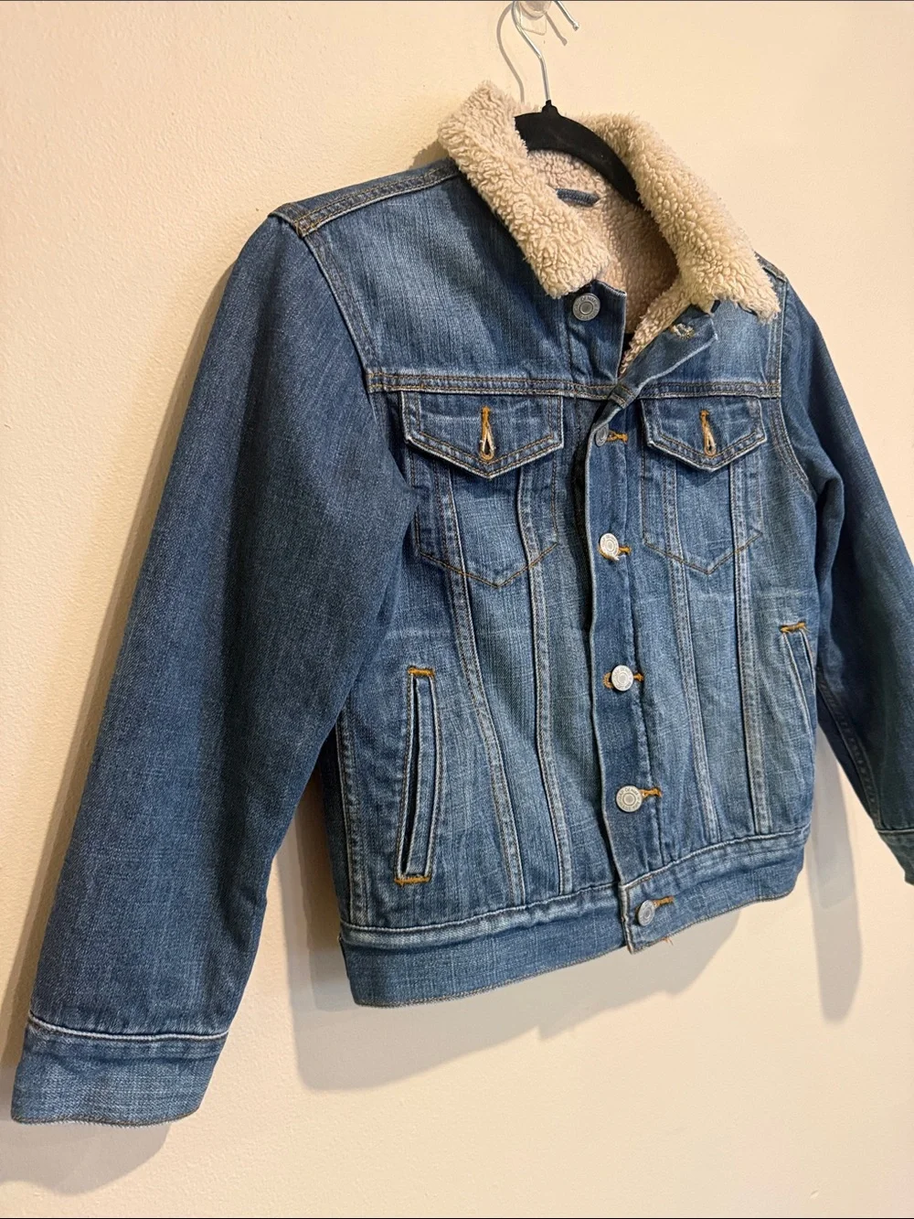 🧨Gap Kids Sherpa Collar Denim Jacket - Blue Classic Cute Comfortable Warm